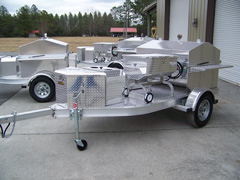 Barbecue grill trailer with oyster steamer