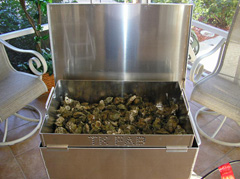 Oysters steaming hot in the Oyster Steamer