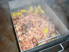 Delicious shrimp boil in the Seafood Steamer